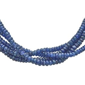 Multi Strand Beaded Sapphire Necklace with 18K White Gold Diamond Toggle Clasp