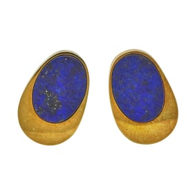 18K Yellow Gold Lapis Lazuli Drop-Shaped Earrings