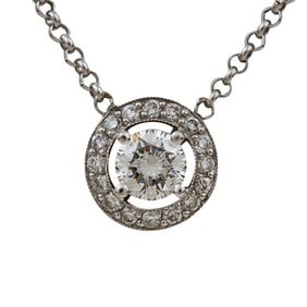 14K White Gold Diamond Cluster Pendant Necklace