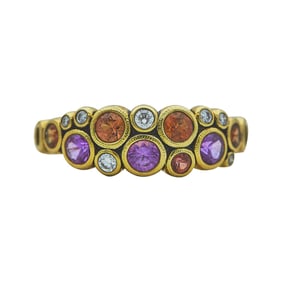 Alex Sepkus 18K Yellow Gold Pink Sapphire, Orange Sapphire and Diamond Ring