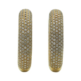14K Yellow Gold Pavé-Set Diamond Back to Front  Hoop Earrings