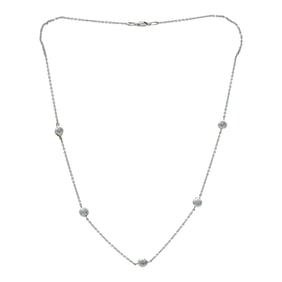 14K White Gold Diamond Station Necklace
