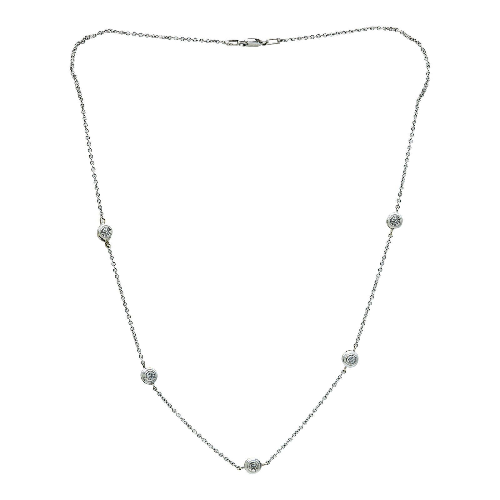 14K White Gold Diamond Station Necklace (1 of 4)