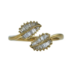 Anita Ko 18K Yellow Gold Diamond Leaf Open Ring