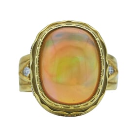 Sarosi 18K Yellow Gold Opal and Diamond Cocktail Ring
