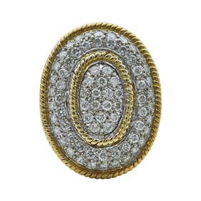 14K Yellow Gold Diamond Cluster Ring