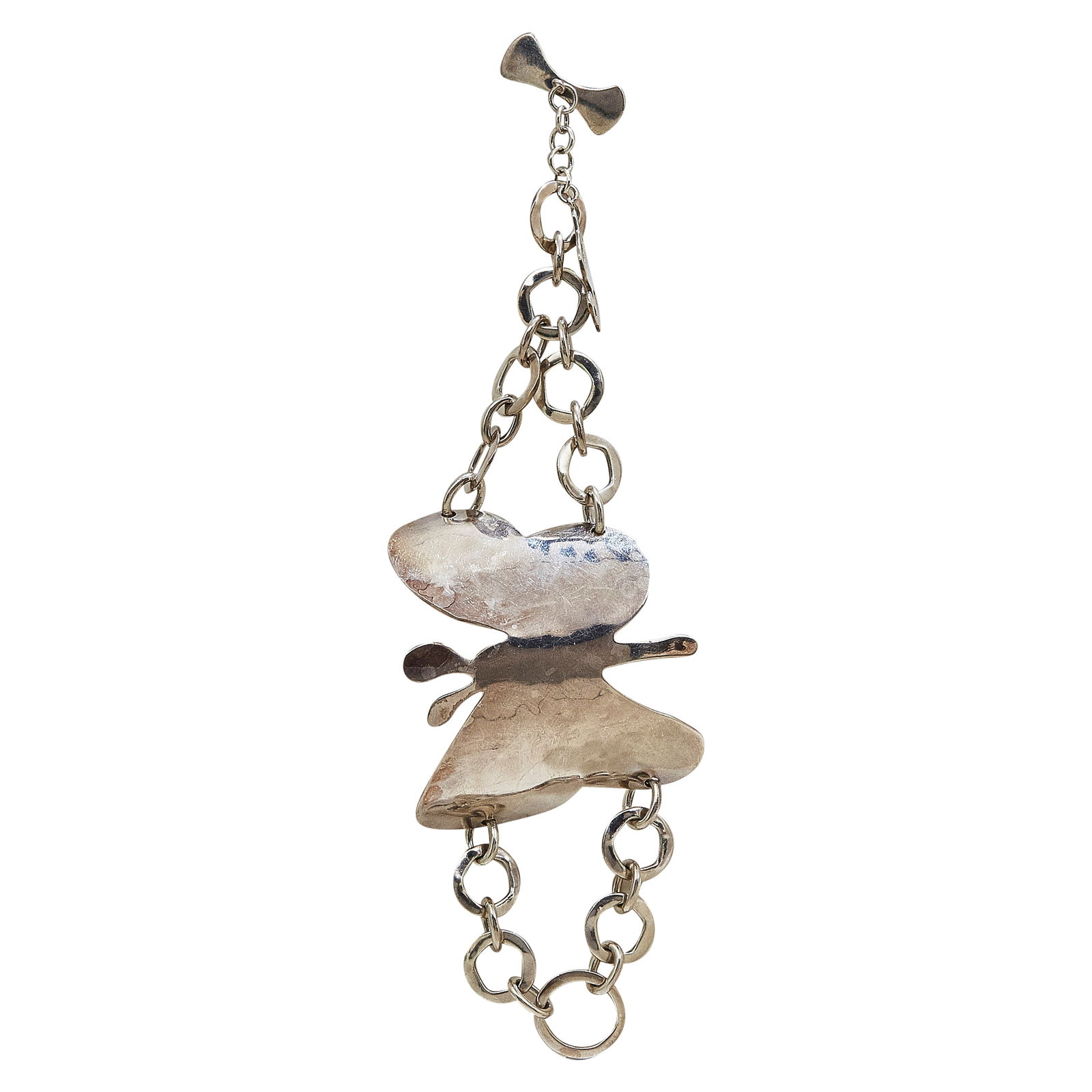 Robert Lee Morris Andy Warhol Sterling Silver Butterfly Bracelet: BRAND: Robert Lee Morris; METAL: Sterling Silver; STAMPED: Andy Warhol, TM The Andy Warhol Foundation, 925; CONDITION: Pre-owned, Good; ITEM WEIGHT (GRAMS): 56.63 g; MEASUREMENTS: Bracelet length 6 3/