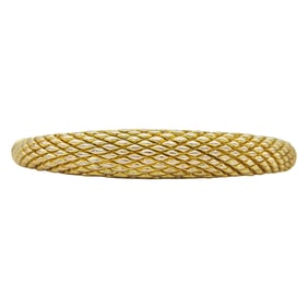 Textured 14K Yellow Gold Domed Hinged Bangle Bracelet