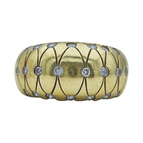 14K Yellow Gold Diamond Dome Ring