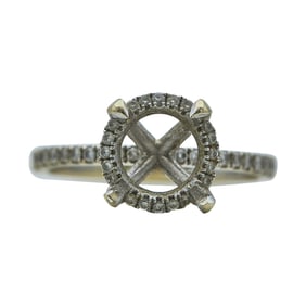 18K White Gold and Diamond Engagement Ring Setting with Hidden Halo