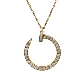 18K Rose Gold and Diamond Circular Nail Pendant Necklace