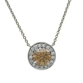 Neiman Marcus Platinum and 18k White Gold Brown Diamond and Diamond Cluster Pendant Necklace