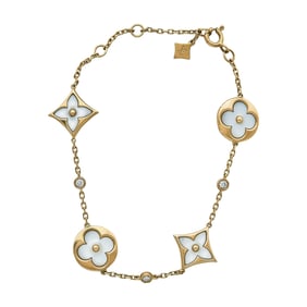 Louis Vuitton Blossom 18K Rose Gold Mother-of-Pearl and Diamond Station Bracelet