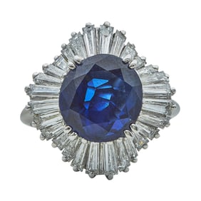 18K White Gold, Sapphire, and Diamond Ballerina Ring