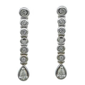 14K White Gold Diamond Drop Earrings