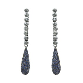 14K White Gold Sapphire and Diamond Articulated Drop Earrings