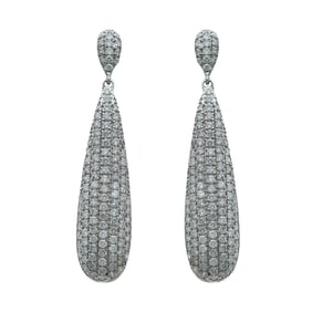 14K White Gold and Pavé  Diamond Pendant Earrings