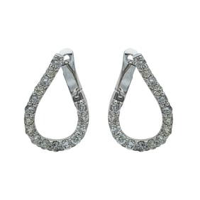 14K White Gold and Diamond Back-to-Front Hoop Earrings