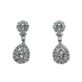 14K White Gold and Diamond Pear Shaped Pendant Earrings
