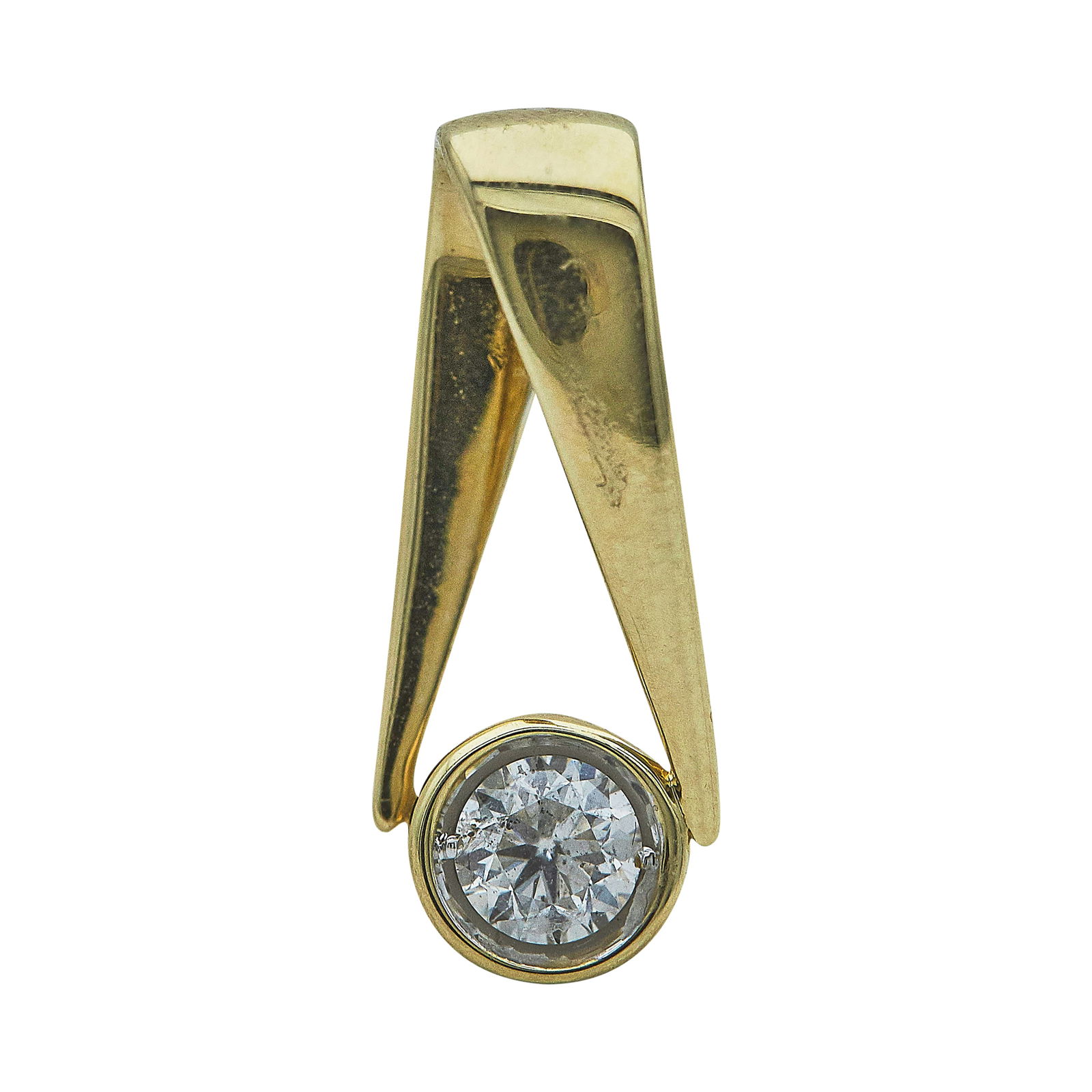 14K Yellow Gold Round Brilliant Cut Diamond Enhancer Pendant: METAL: 14K Yellow Gold; APPROXIMATE TOTAL DIAMOND WEIGHT: 0.31 ctw; STAMPED: Numbered, 14K, Maker's mark, TDW-0.31; CONDITION: Pre-owned, Very Good; ITEM WEIGHT (GRAMS): 1.32 g; MEASUREMENTS: Pendant
