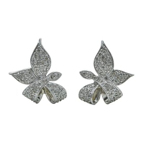 18K White Gold and Diamond Asymmetrical Bow Earrings