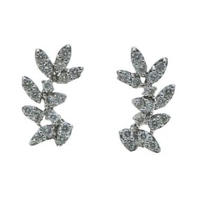 18K White Gold and Diamond Ivy Stud Earrings