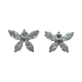 14K White Gold and Diamond Butterfly Stud Earrings