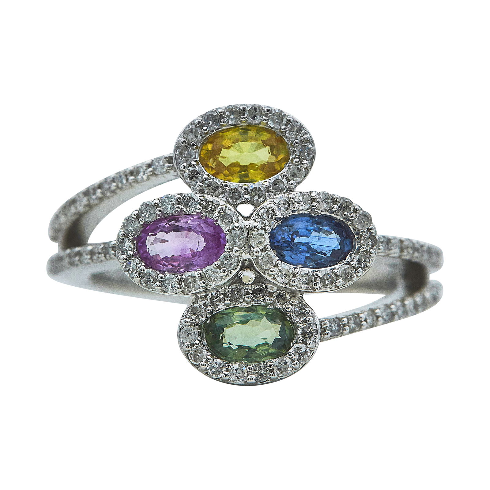 14K White Gold Multicolored Sapphire and Diamond Ring (1 of 3)