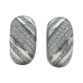 Damiani 18K White Gold and Diamond Hoop Earrings