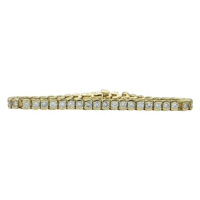 14K Yellow Gold and Round Brilliant Cut Diamond Tennis Bracelet