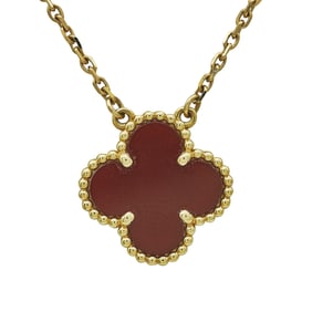 Van Cleef & Arpels Vintage Alhambra 18K Rose Gold Carnelian Pendant Necklace