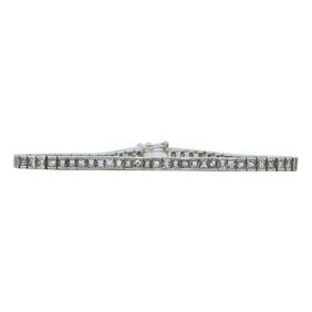 14K White Gold and Princess Cut Diamond Tennis Bracelet