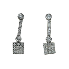 14K White Gold and Diamond Tapered Drop Earrings