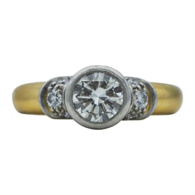 18K Yellow and White Gold Bezel Set Diamond Ring