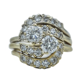 18K White Gold and Diamond Openwork Swirl Cocktail Ring