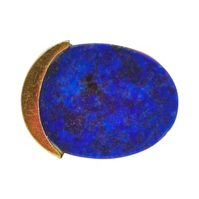 18K Yellow Gold and Lapis Geometric Oval Ring
