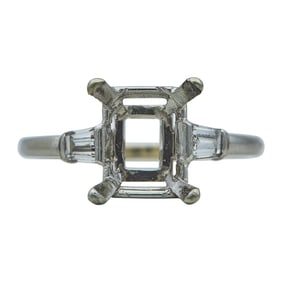 Platinum and Diamond Engagement Ring Setting with Tapered Baguettes