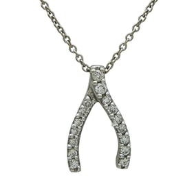 Roberto Coin 18K White Gold Diamond Wishbone Pendant Necklace