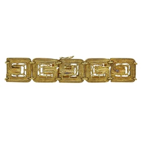 LALAoUNIS 18K Yellow Gold Textured Modified Greek Key Bracelet
