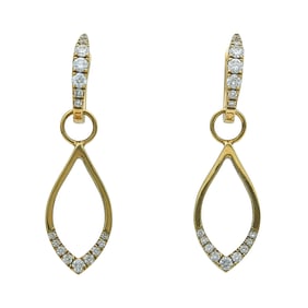 18K Yellow Gold and Diamond Teardrop Shaped Drop Earrings