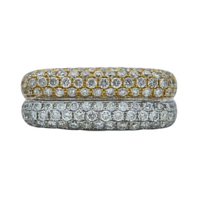 18K White and Yellow Gold Pave Diamond Cocktail Ring
