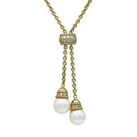 18K Yellow Gold and Diamond Lariat Necklace
