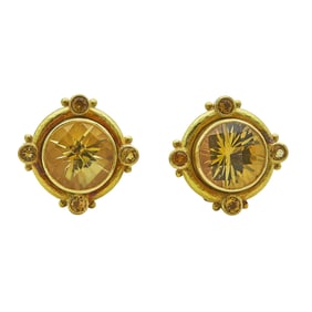 Elizabeth Locke 18K Yellow Gold and Citrine Earrings