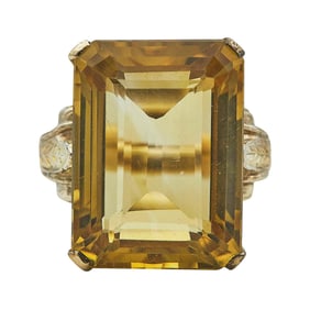 14K Yellow Gold and Citrine Cocktail Ring