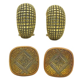 Two Pairs of Alex Sepkus 18K Yellow Gold Earrings