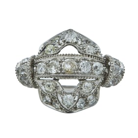 14K White Gold and Old Mine Cut Diamond Cocktail Ring