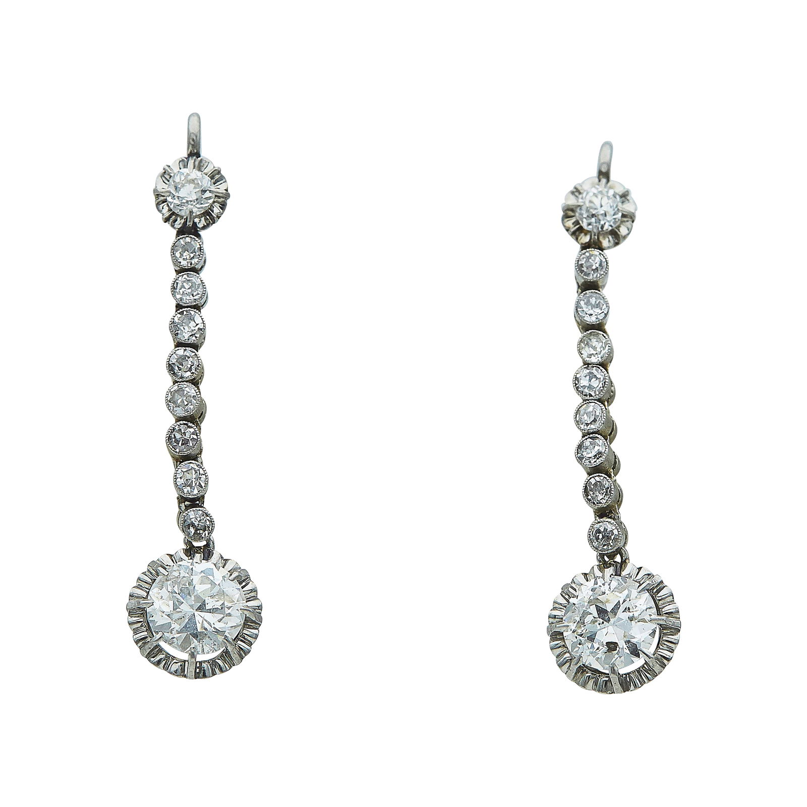 Platinum and Diamond Drop Earrings With Illusion Settings (1 of 3)