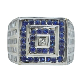 Le Vian 18K White Gold, Blue Sapphire, and Diamond Ring