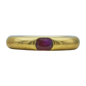 Cartier Ellipse 18K Yellow Gold and Ruby Ring Band