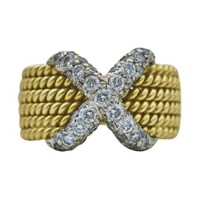 Jean Schlumberger for Tiffany & Co. 18K Yellow Gold, Platinum, and Diamond Ropetwist Ring Band